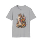 Floral Cat T-Shirt — Sunflower & Wildflower Cat Illustration Tee