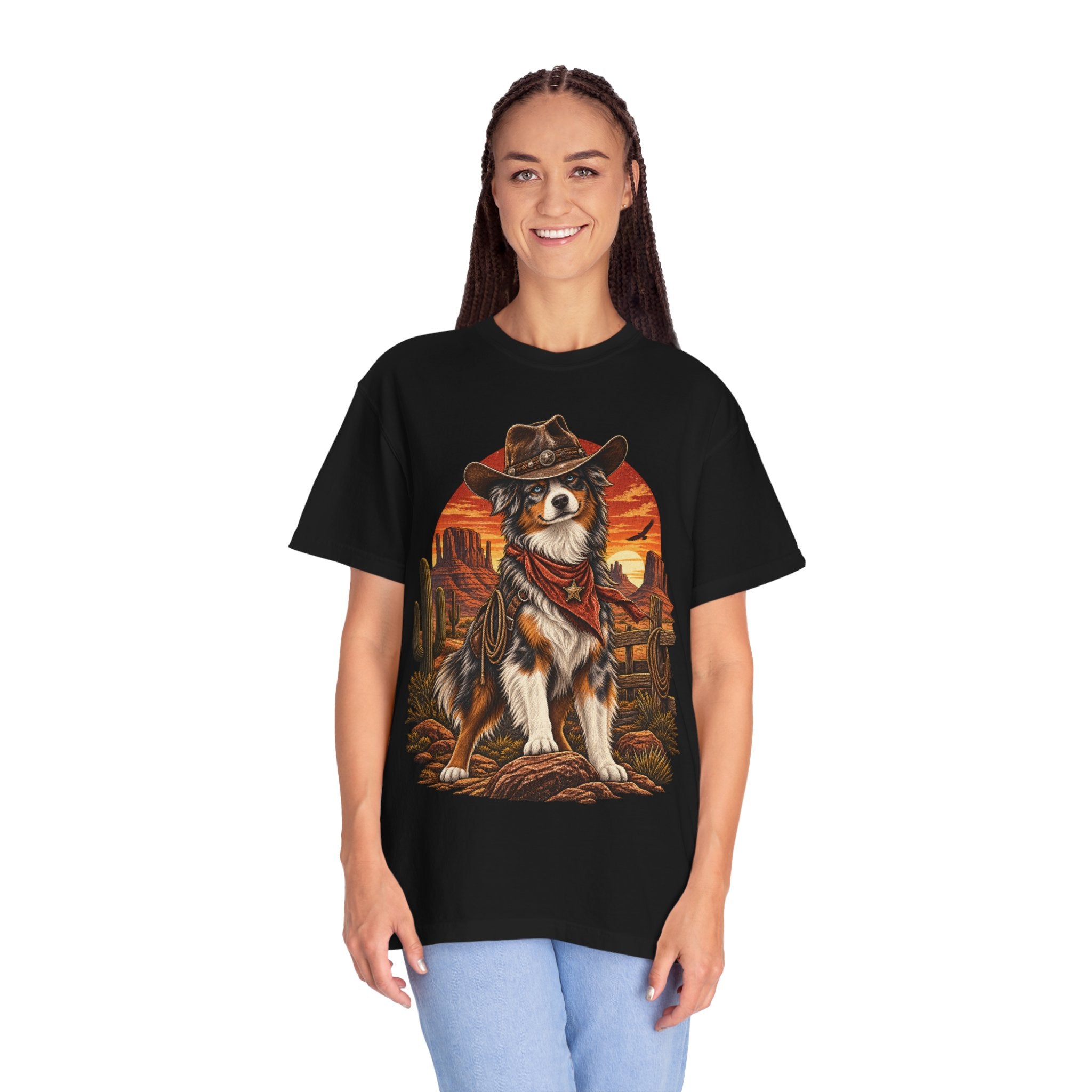 Cowboy Australian Shepherd T-Shirt — Western Dog Graphic Tee