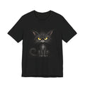 Grumpy Black Cat T‑Shirt — Cute Gothic Cat Tee with Yellow Eyes