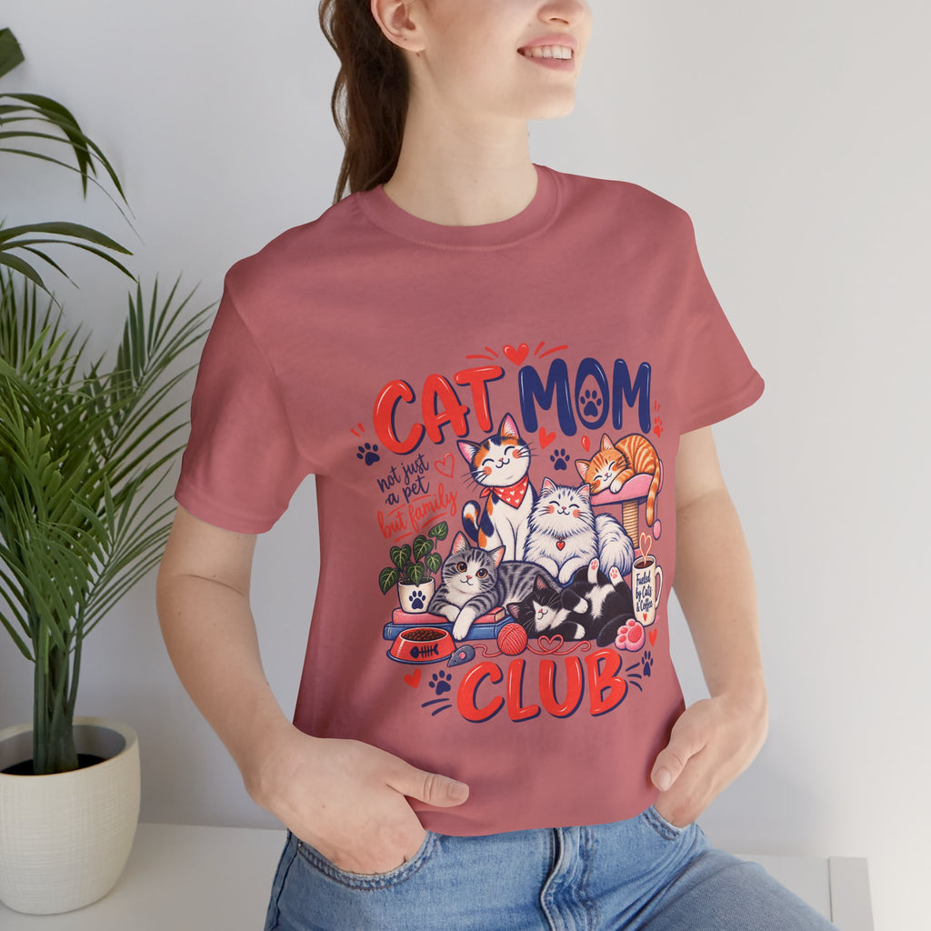 Cat Mom Club T-Shirt — Cute Illustrated Cats Graphic Tee for Cat Lovers