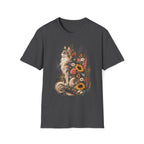 Floral Cat T-Shirt — Sunflower & Wildflower Cat Illustration Tee