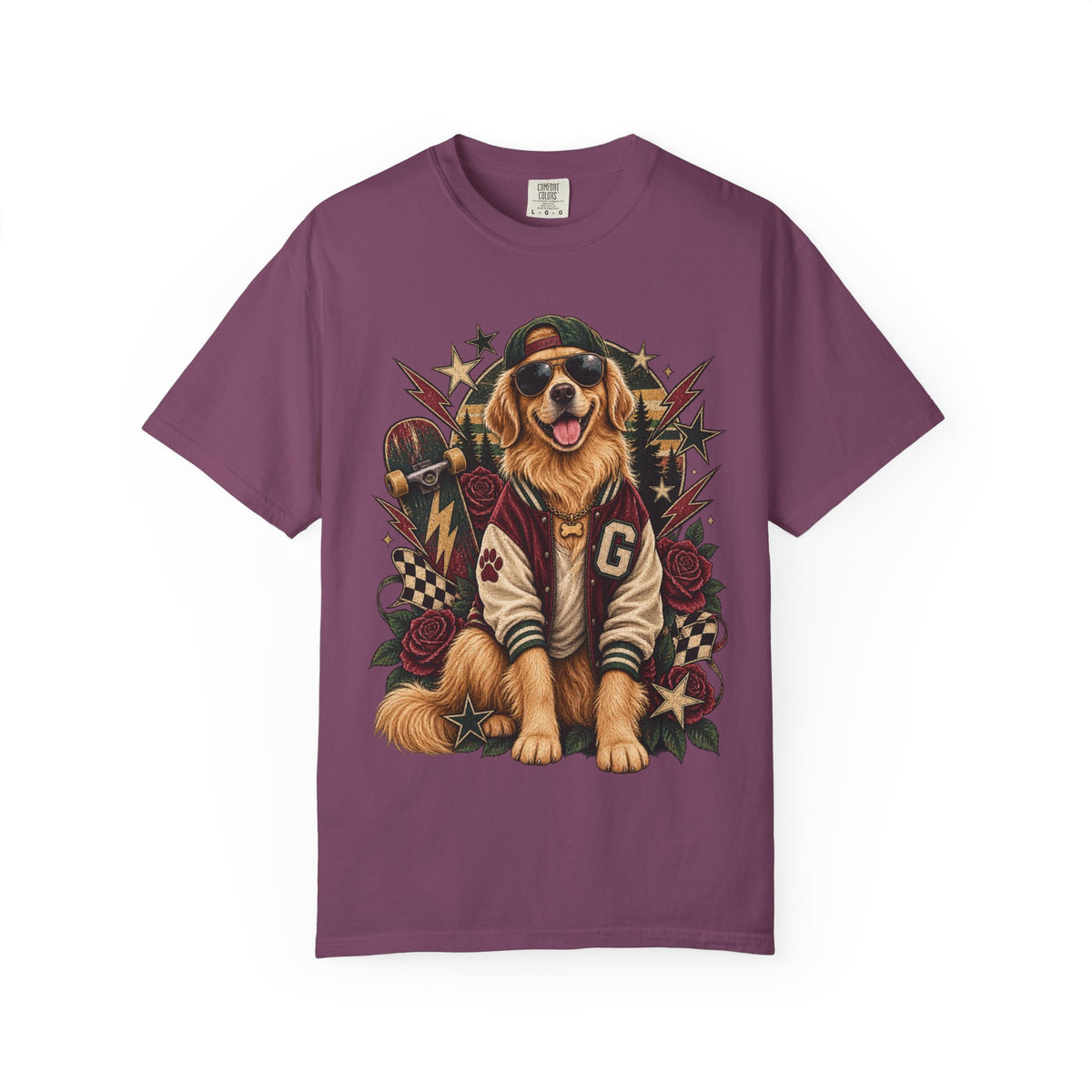 Golden Retriever Varsity T-Shirt — Retro Dog Jacket Design