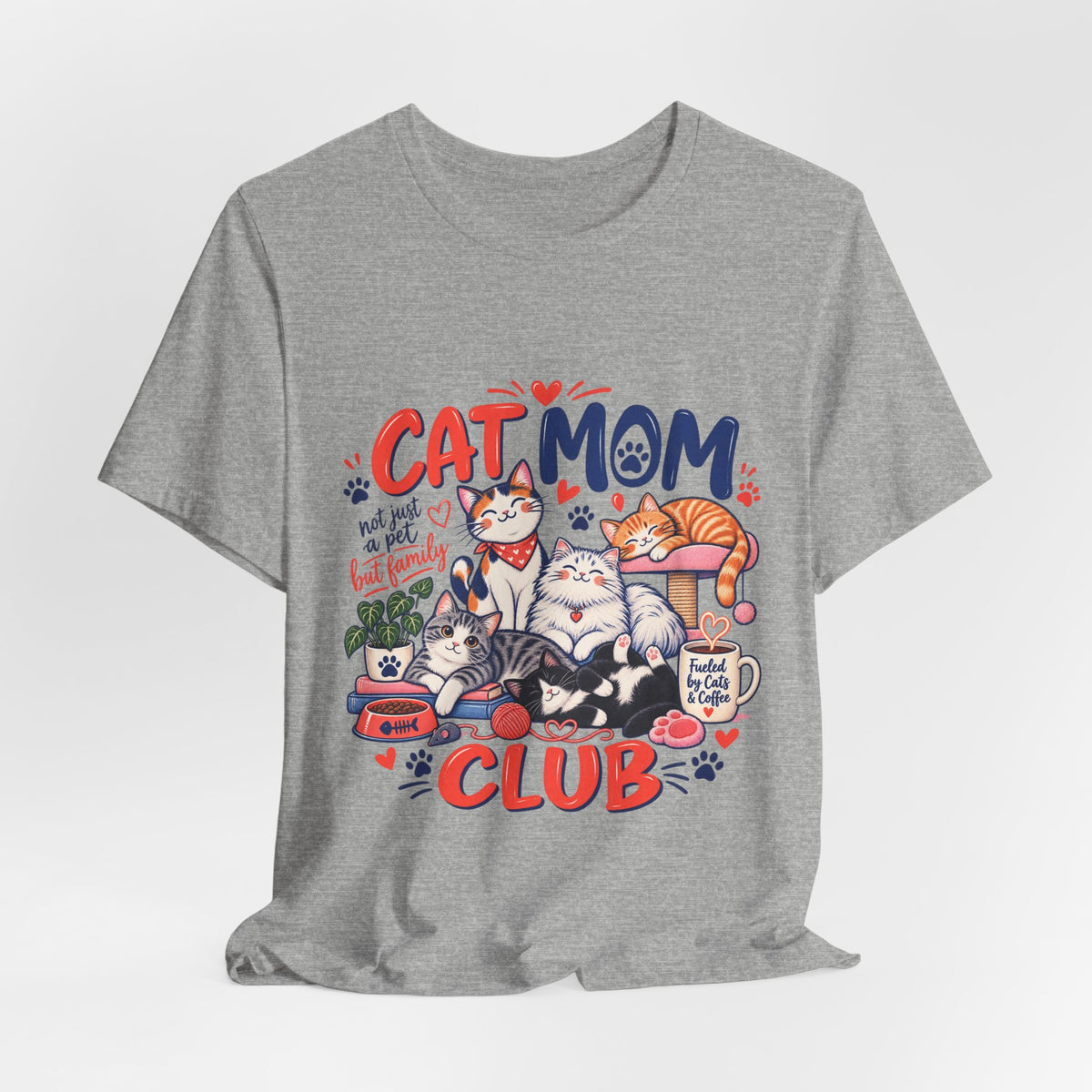 Cat Mom Club T-Shirt — Cute Illustrated Cats Graphic Tee for Cat Lovers