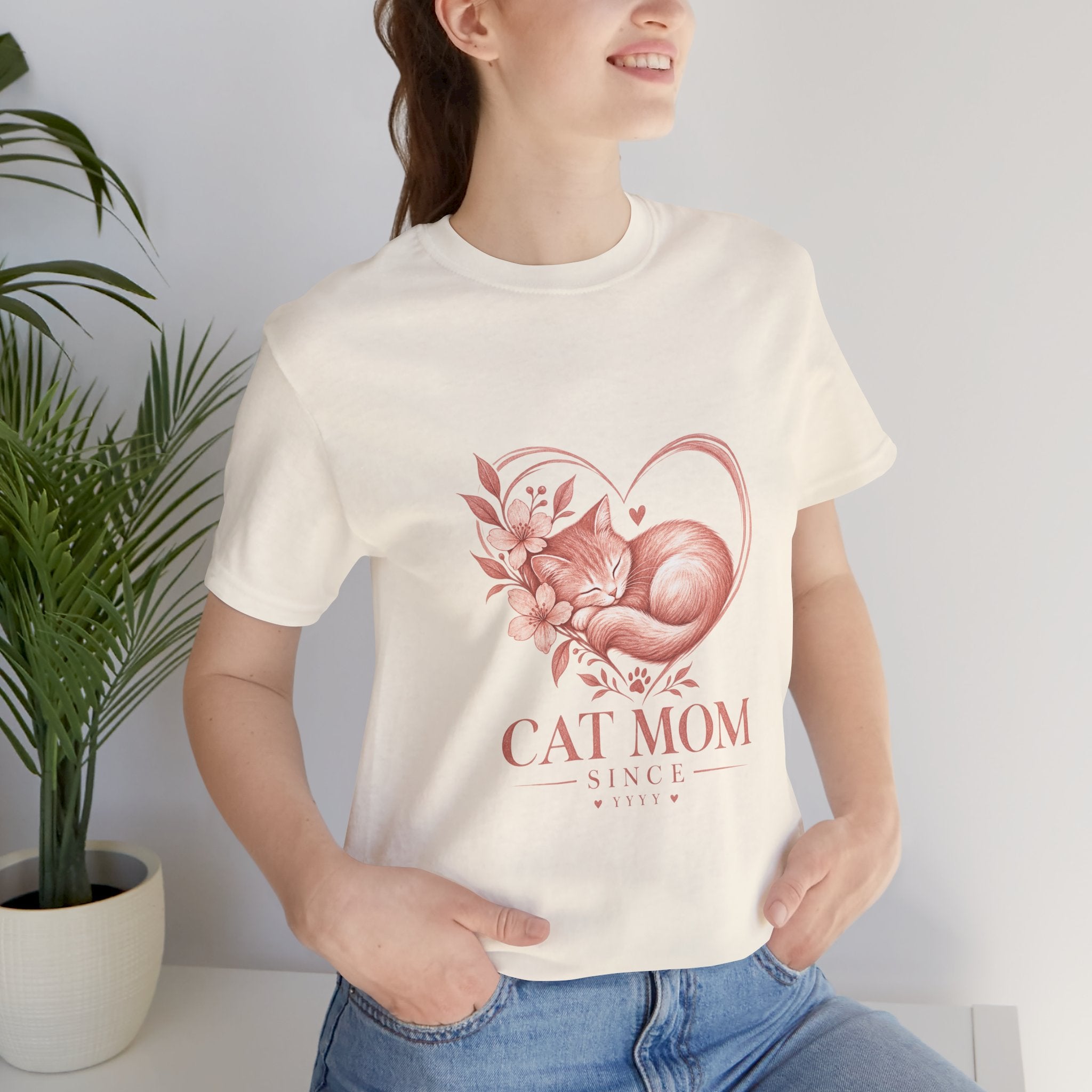 Cat Mom Tee — Floral Heart Cat Mom Since Tee