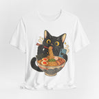 Black Cat Ramen T-Shirt — Cute Kitty Eating Ramen Graphic Tee