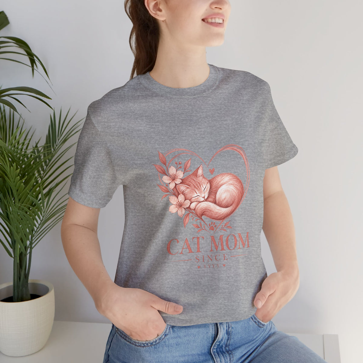 Cat Mom Tee — Floral Heart Cat Mom Since Tee