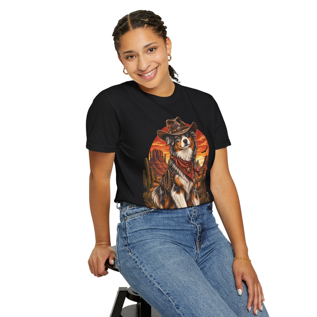 Cowboy Australian Shepherd T-Shirt — Western Dog Graphic Tee
