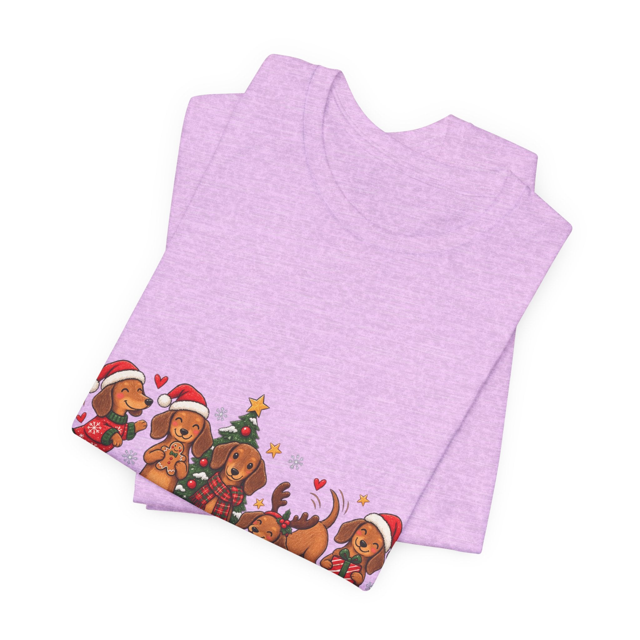 Christmas Dachshund Dogs T-Shirt — Festive Santa Hats & Tree Holiday Tee