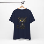 Grumpy Black Cat T‑Shirt — Cute Gothic Cat Tee with Yellow Eyes