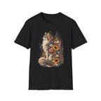 Floral Cat T-Shirt — Sunflower & Wildflower Cat Illustration Tee