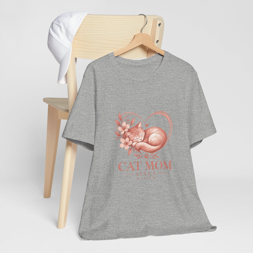 Cat Mom Tee — Floral Heart Cat Mom Since Tee