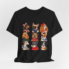 Cute Dog Portraits Tee — Vintage Paw Print Graphic T‑Shirt