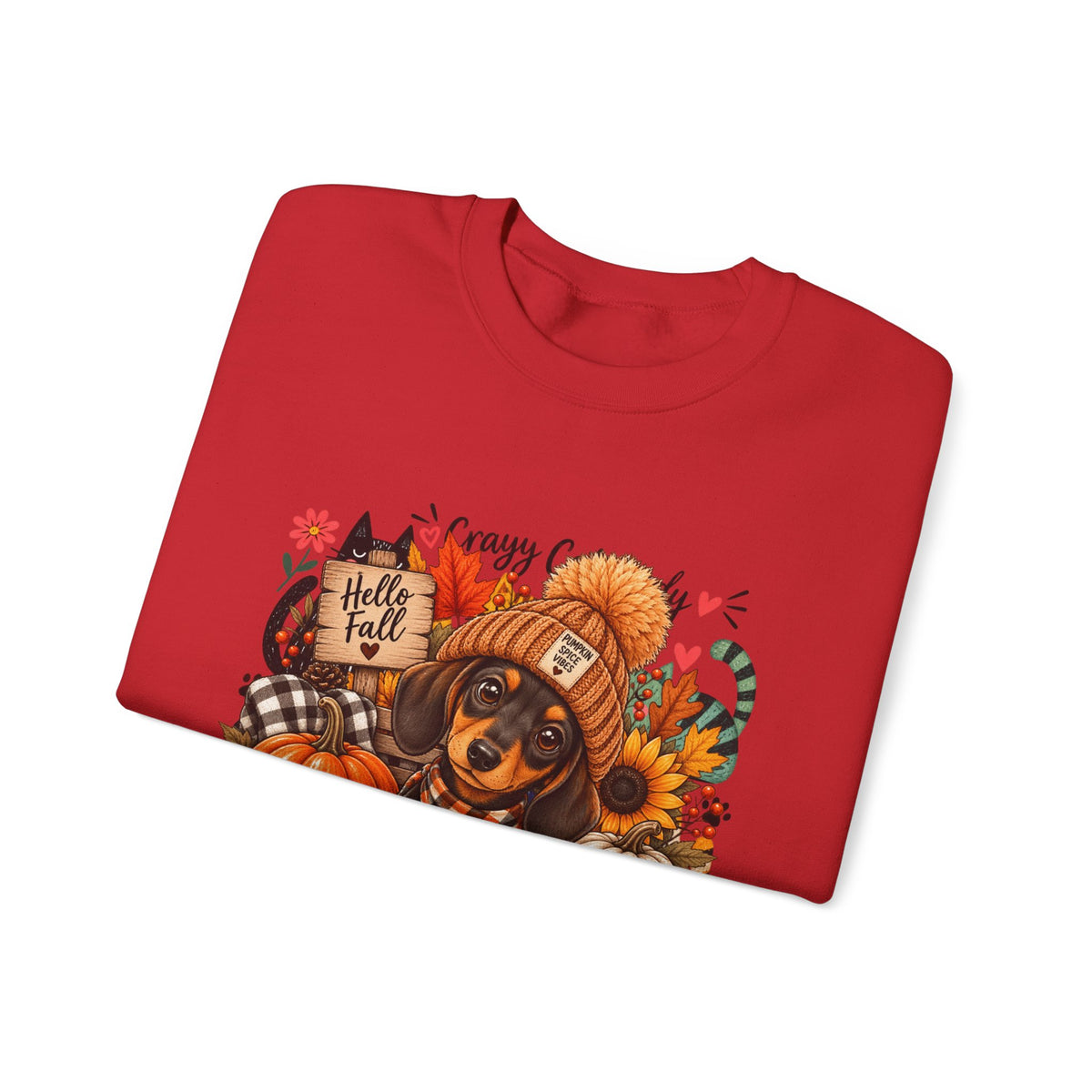 Fall Dachshund Sweatshirt – Cozy Pumpkin Patch Dog Crewneck (Hello Fall)