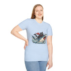 Cat Riding Shark T-Shirt — Retro Surf Graphic Tee for Cat Lovers