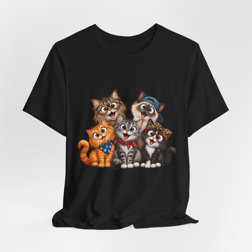 Cute Group of Kittens T-Shirt — Cartoon Cat Family Tee