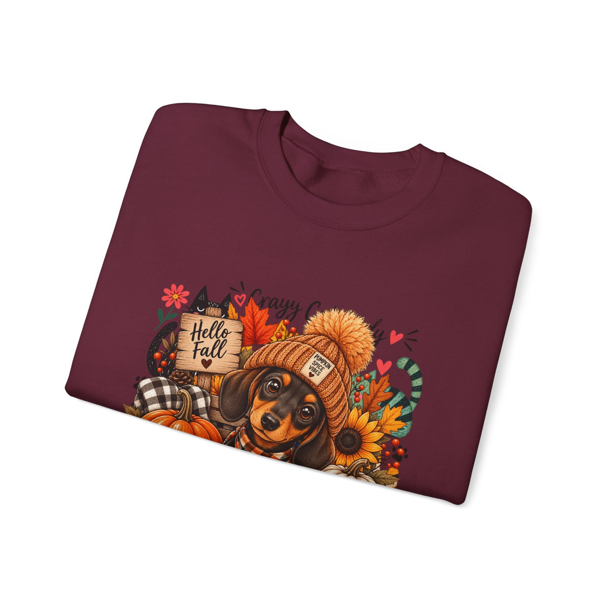 Fall Dachshund Sweatshirt – Cozy Pumpkin Patch Dog Crewneck (Hello Fall)