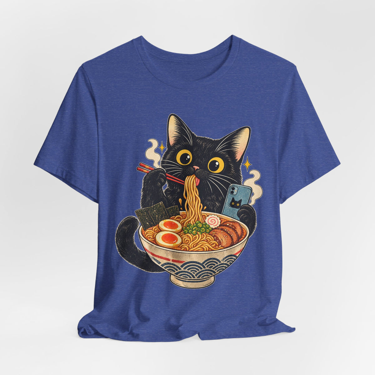 Black Cat Ramen T-Shirt — Cute Kitty Eating Ramen Graphic Tee