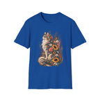 Floral Cat T-Shirt — Sunflower & Wildflower Cat Illustration Tee