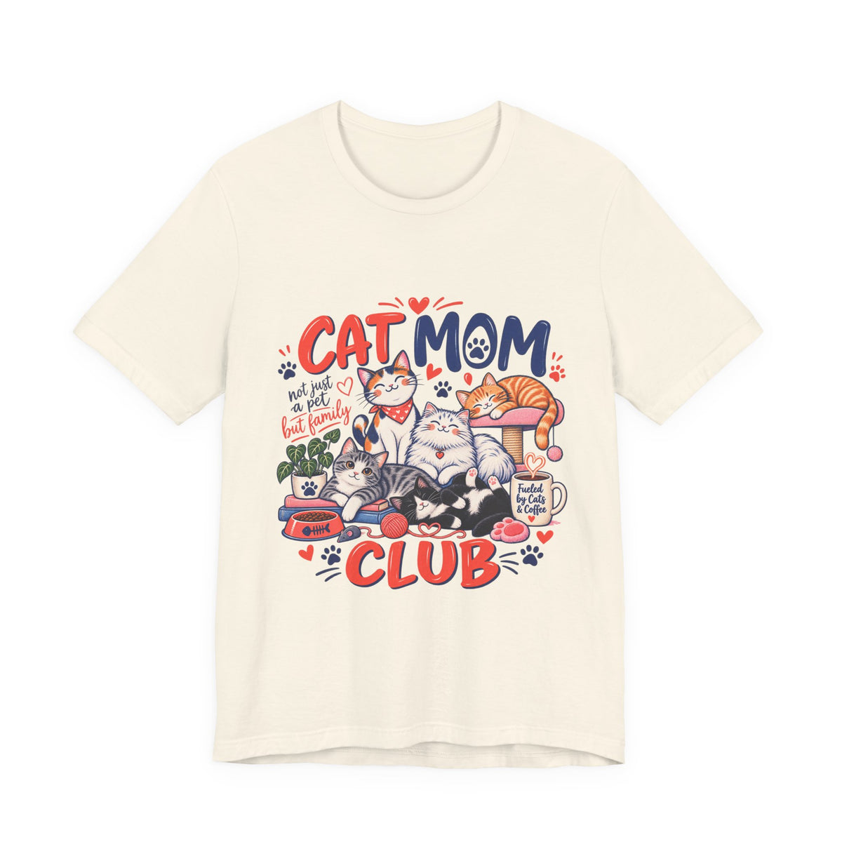 Cat Mom Club T-Shirt — Cute Illustrated Cats Graphic Tee for Cat Lovers