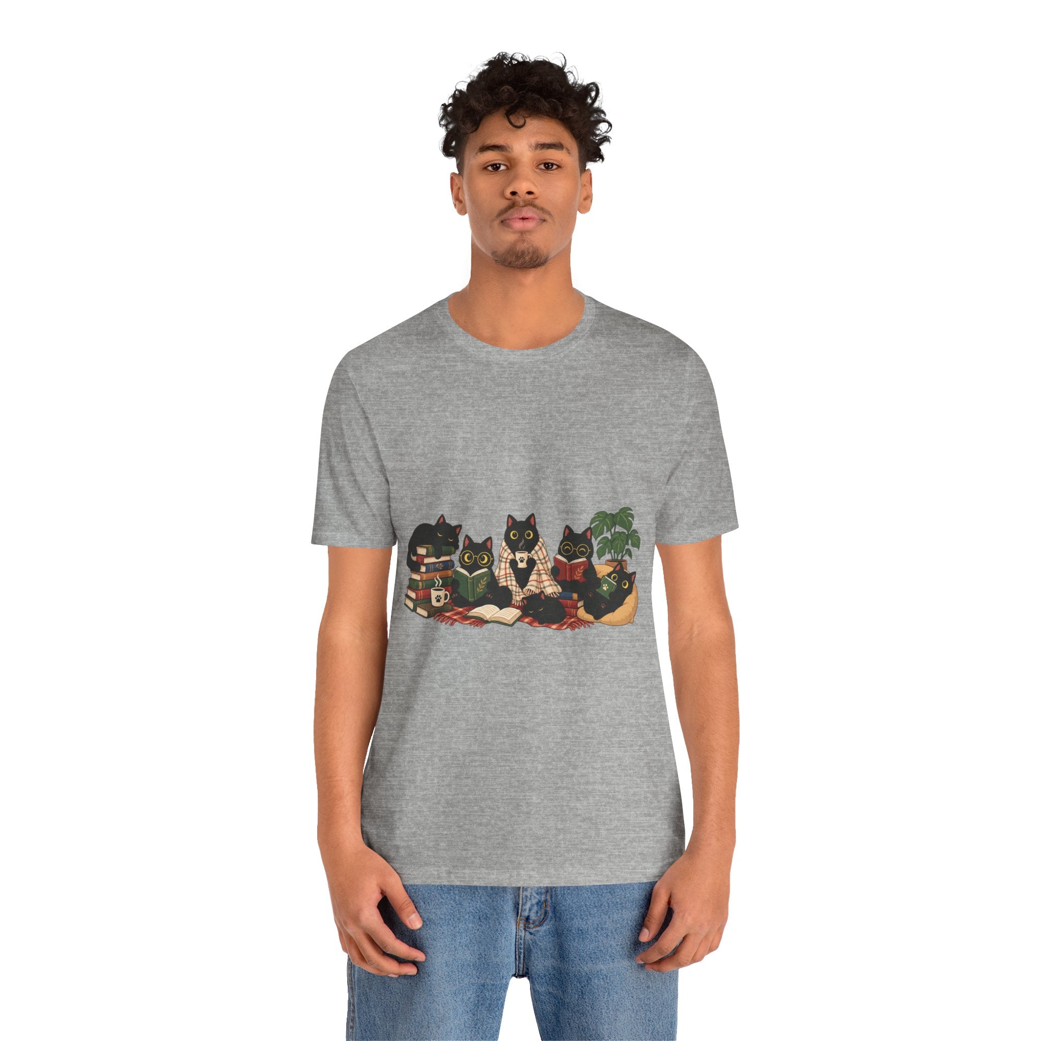 Cat Cozy Crew Tee — Cozy Cats on Blankets Graphic T-Shirt