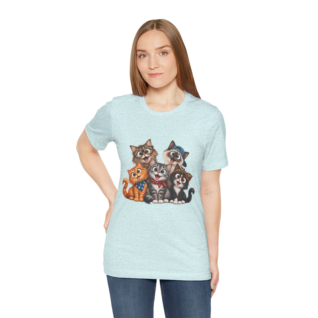 Cute Group of Kittens T-Shirt — Cartoon Cat Family Tee