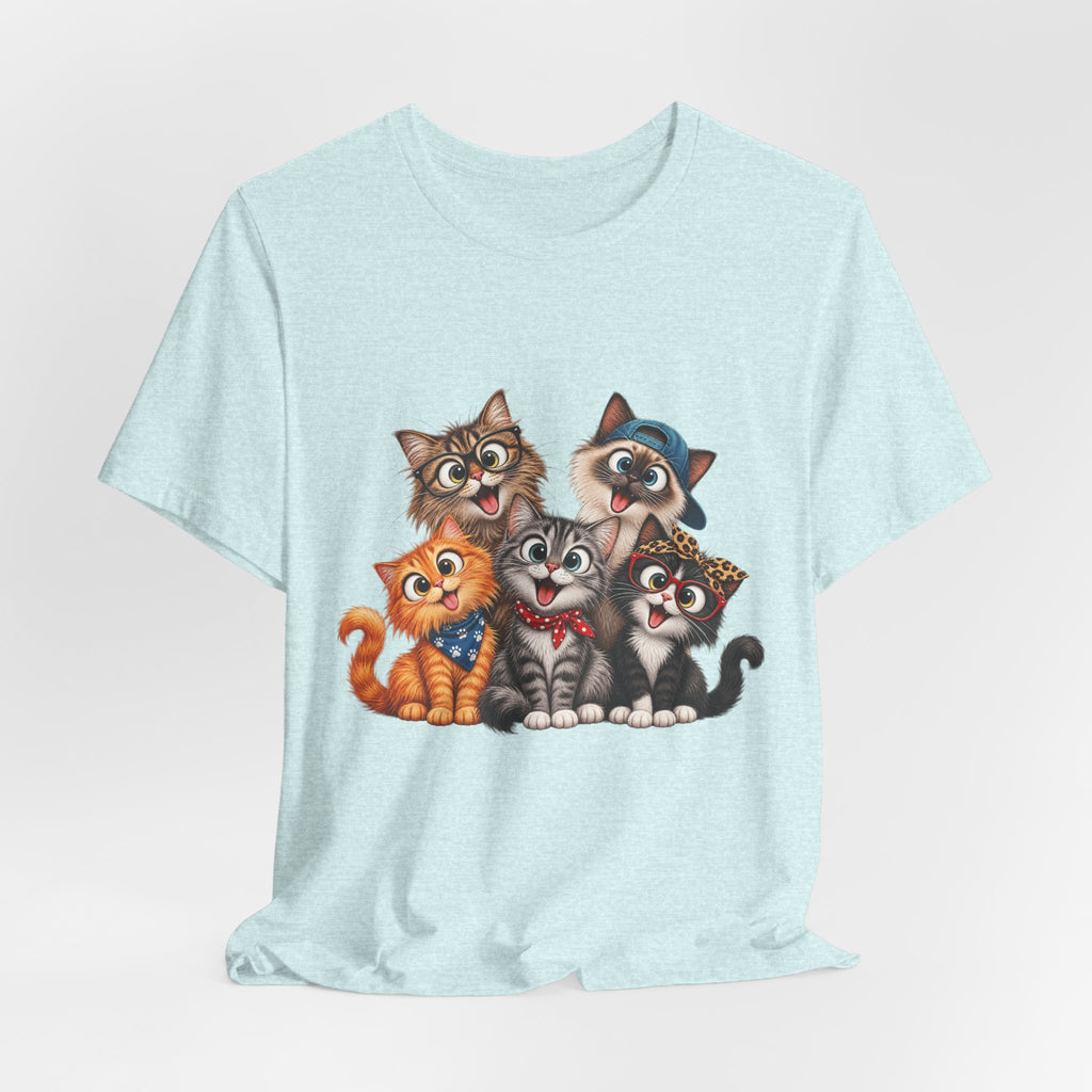 Cute Group of Kittens T-Shirt — Cartoon Cat Family Tee