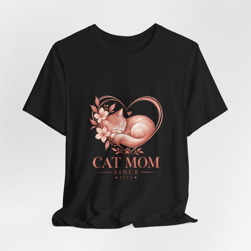 Cat Mom Tee — Floral Heart Cat Mom Since Tee