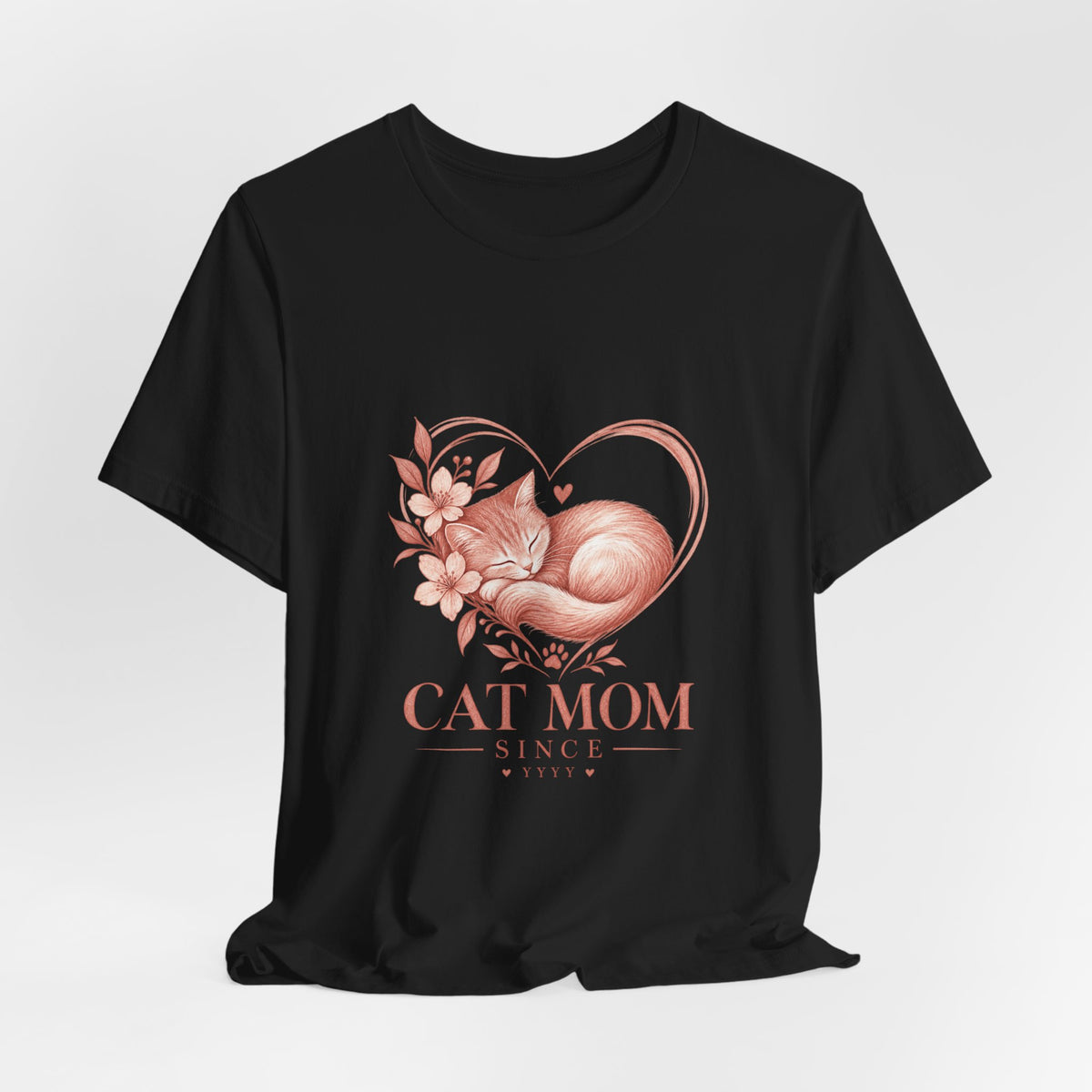 Cat Mom Tee — Floral Heart Cat Mom Since Tee