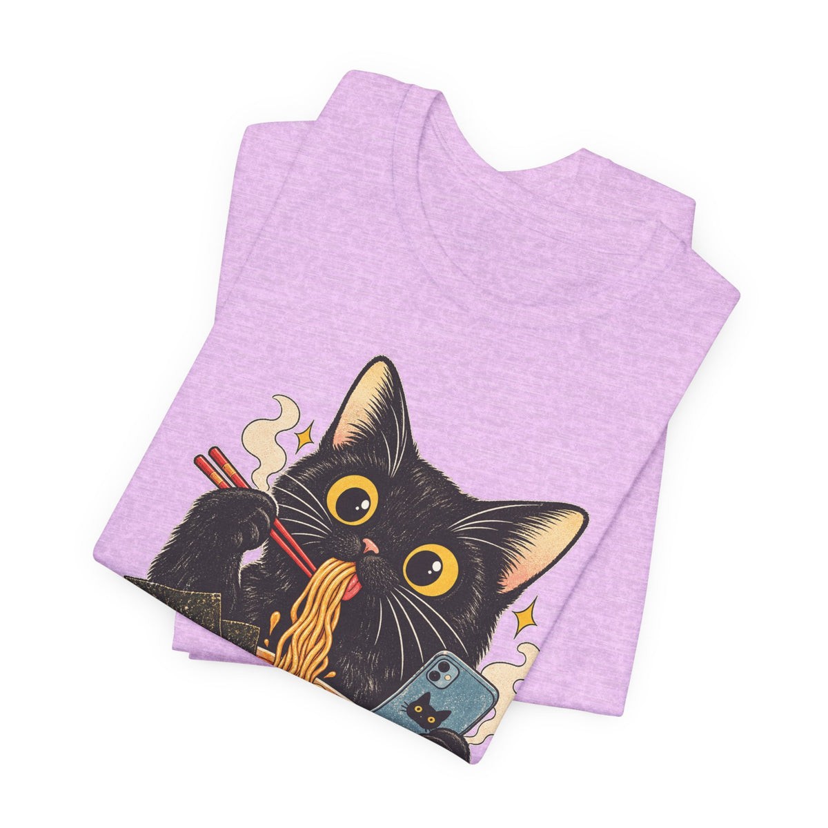 Black Cat Ramen T-Shirt — Cute Kitty Eating Ramen Graphic Tee
