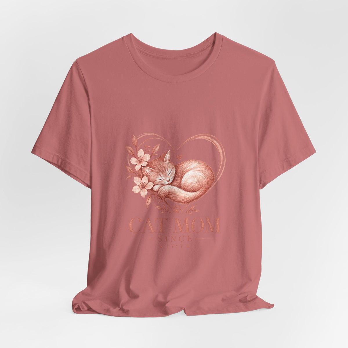 Cat Mom Tee — Floral Heart Cat Mom Since Tee