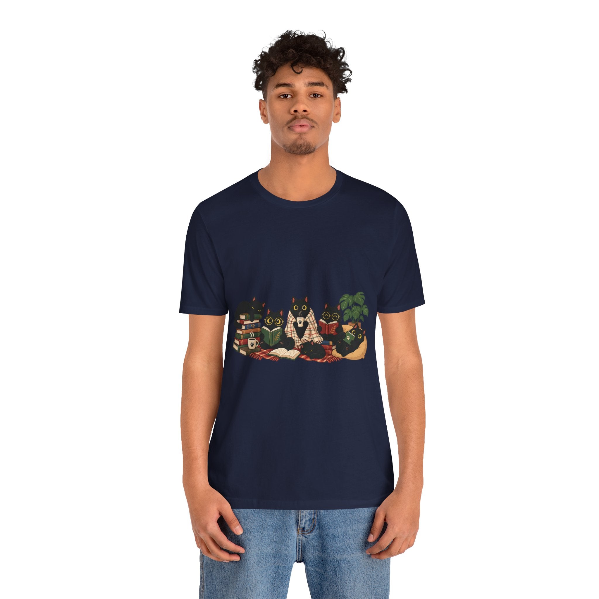 Cat Cozy Crew Tee — Cozy Cats on Blankets Graphic T-Shirt