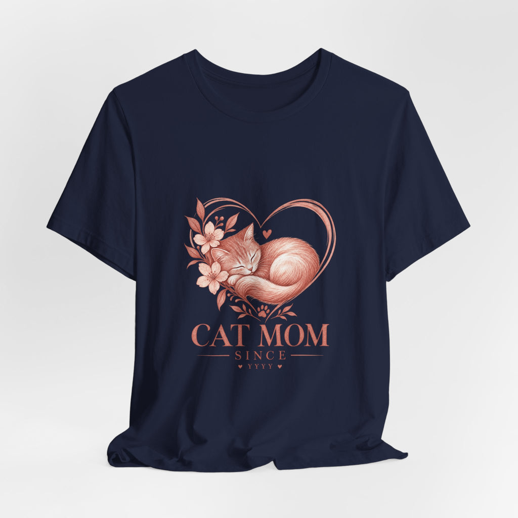 Cat Mom Tee — Floral Heart Cat Mom Since Tee