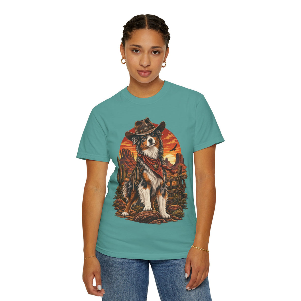 Cowboy Australian Shepherd T-Shirt — Western Dog Graphic Tee