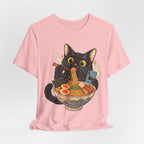 Black Cat Ramen T-Shirt — Cute Kitty Eating Ramen Graphic Tee