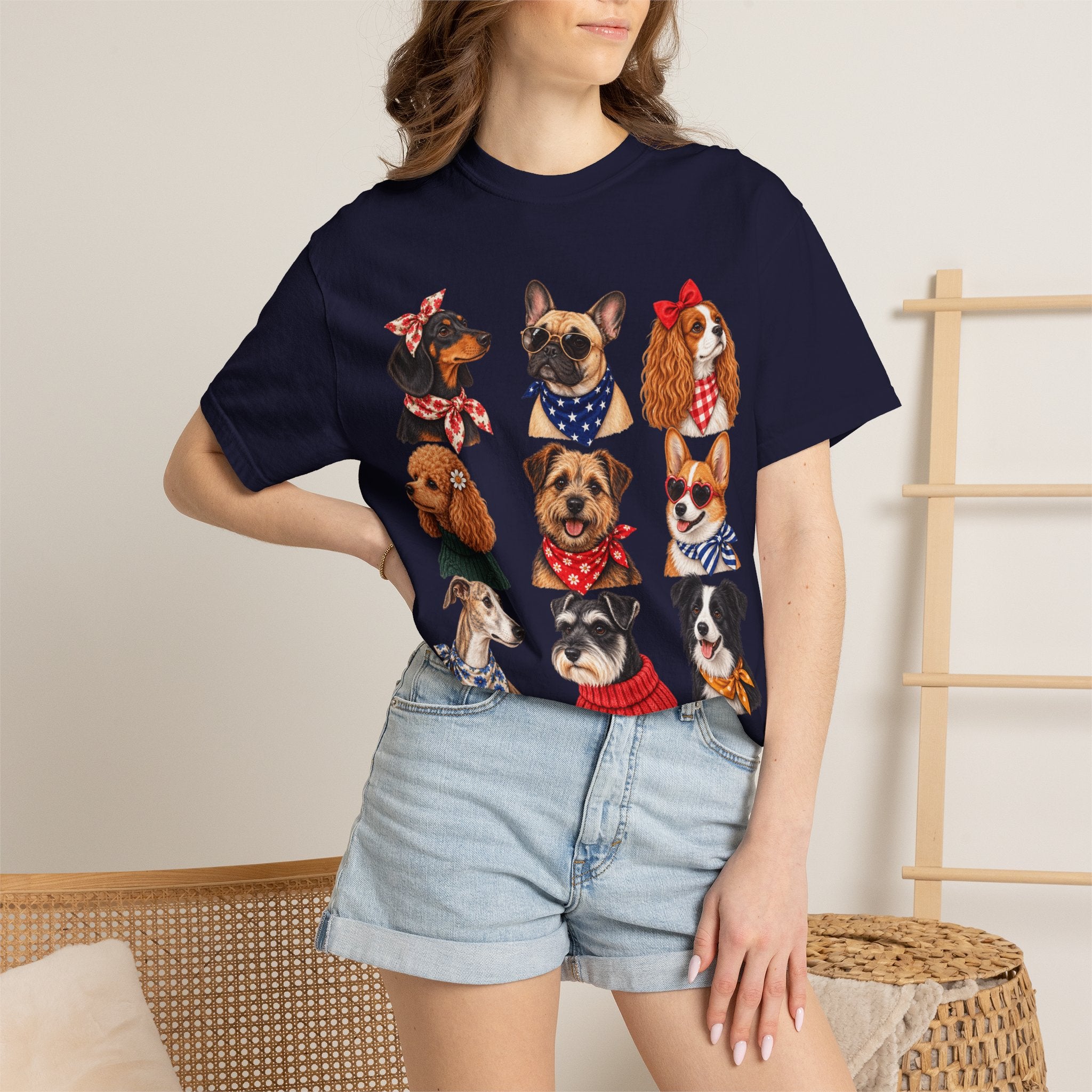 Dog Portraits T-Shirt — Vintage Bandana Puppy Faces Tee