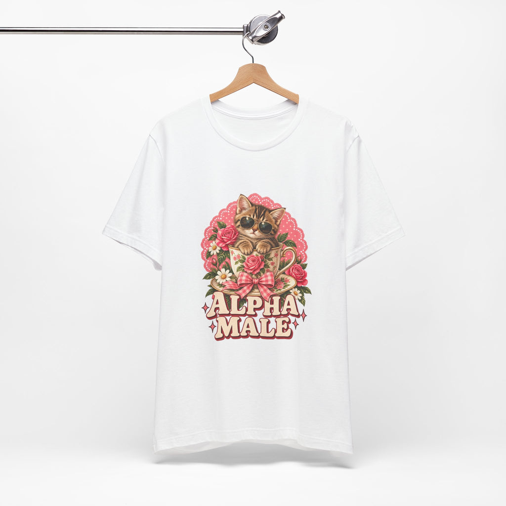Alpha Male Cat Tee — Retro Floral Cat Graphic T-Shirt