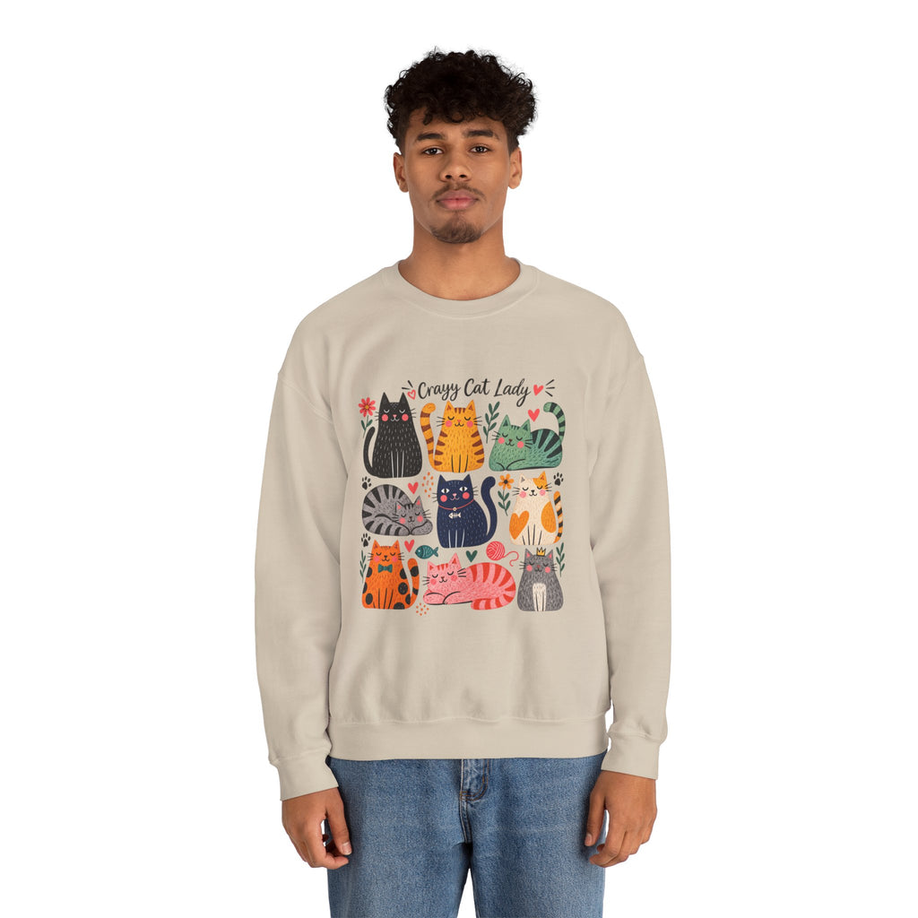 Cat Lady Sweatshirt — Cute Colorful Cats Crewneck for Cat Lovers
