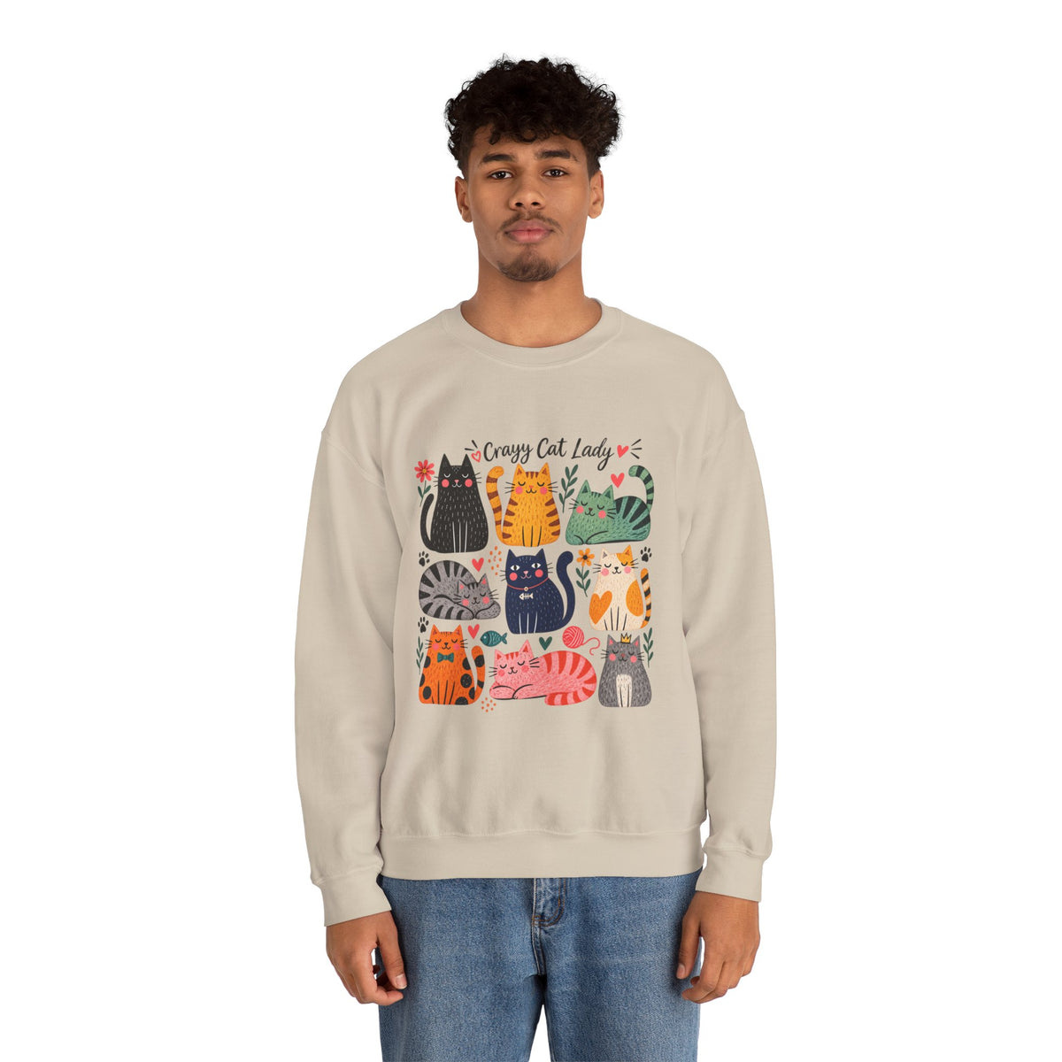 Cat Lady Sweatshirt — Cute Colorful Cats Crewneck for Cat Lovers