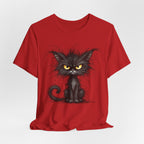 Grumpy Black Cat T‑Shirt — Cute Gothic Cat Tee with Yellow Eyes