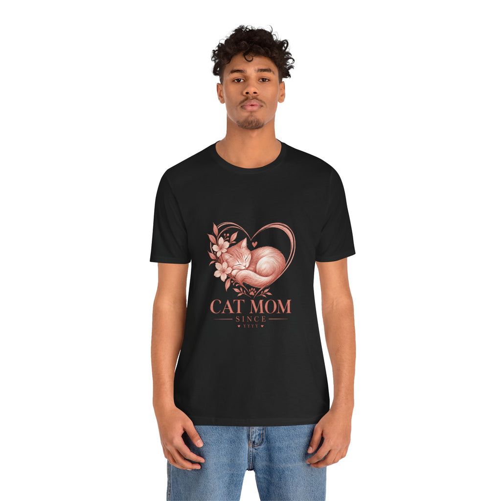 Cat Mom Tee — Floral Heart Cat Mom Since Tee