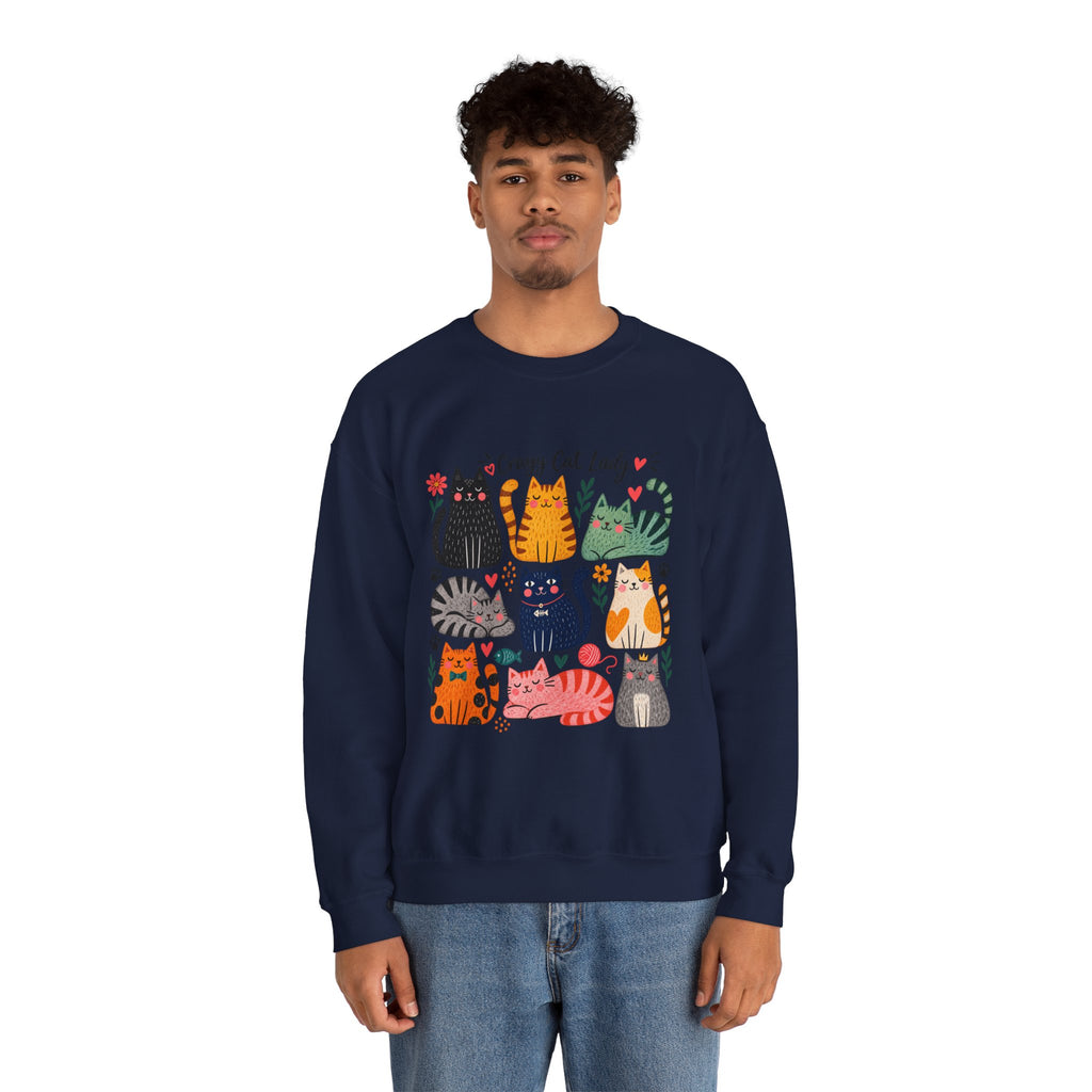 Cat Lady Sweatshirt — Cute Colorful Cats Crewneck for Cat Lovers