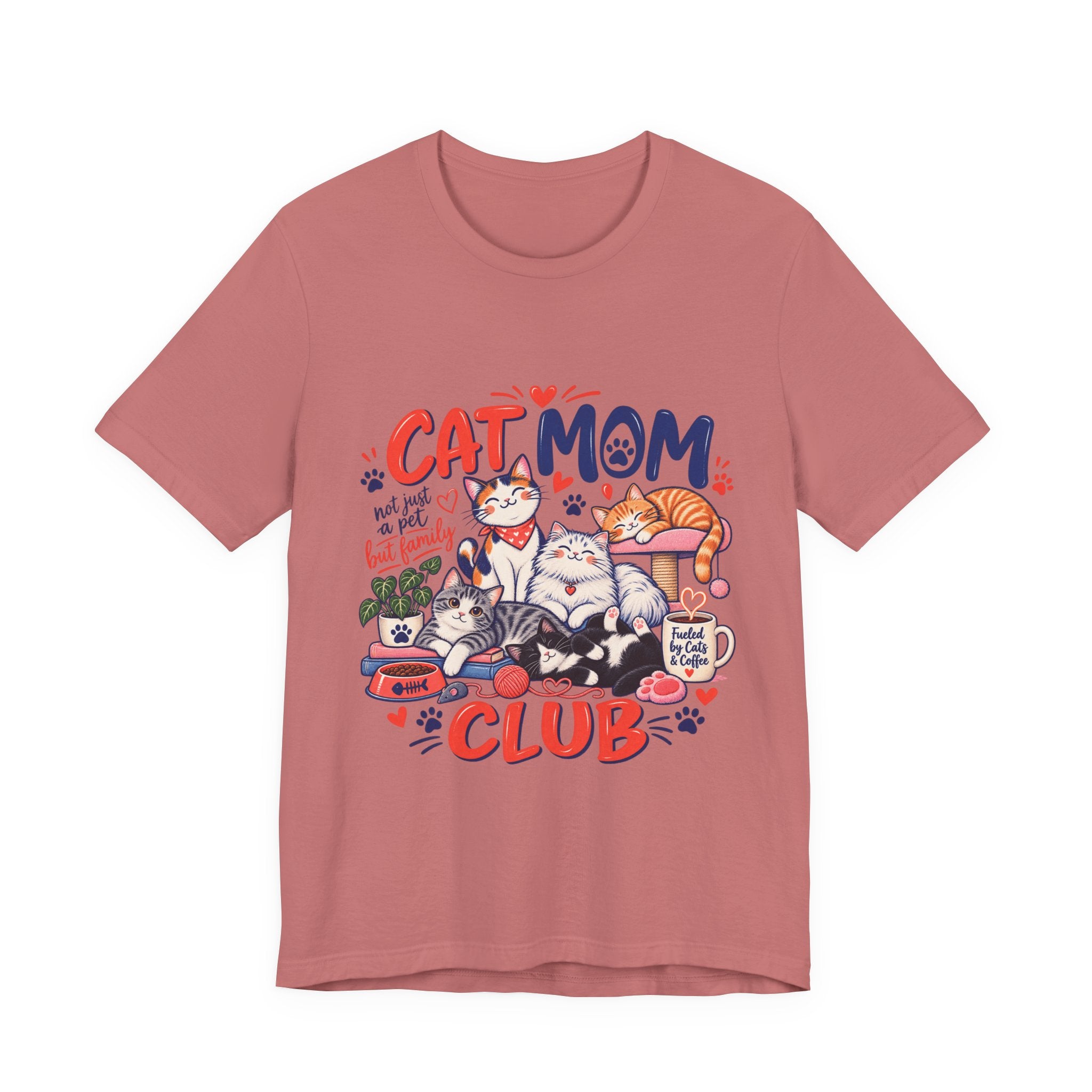 Cat Mom Club T-Shirt — Cute Illustrated Cats Graphic Tee for Cat Lovers