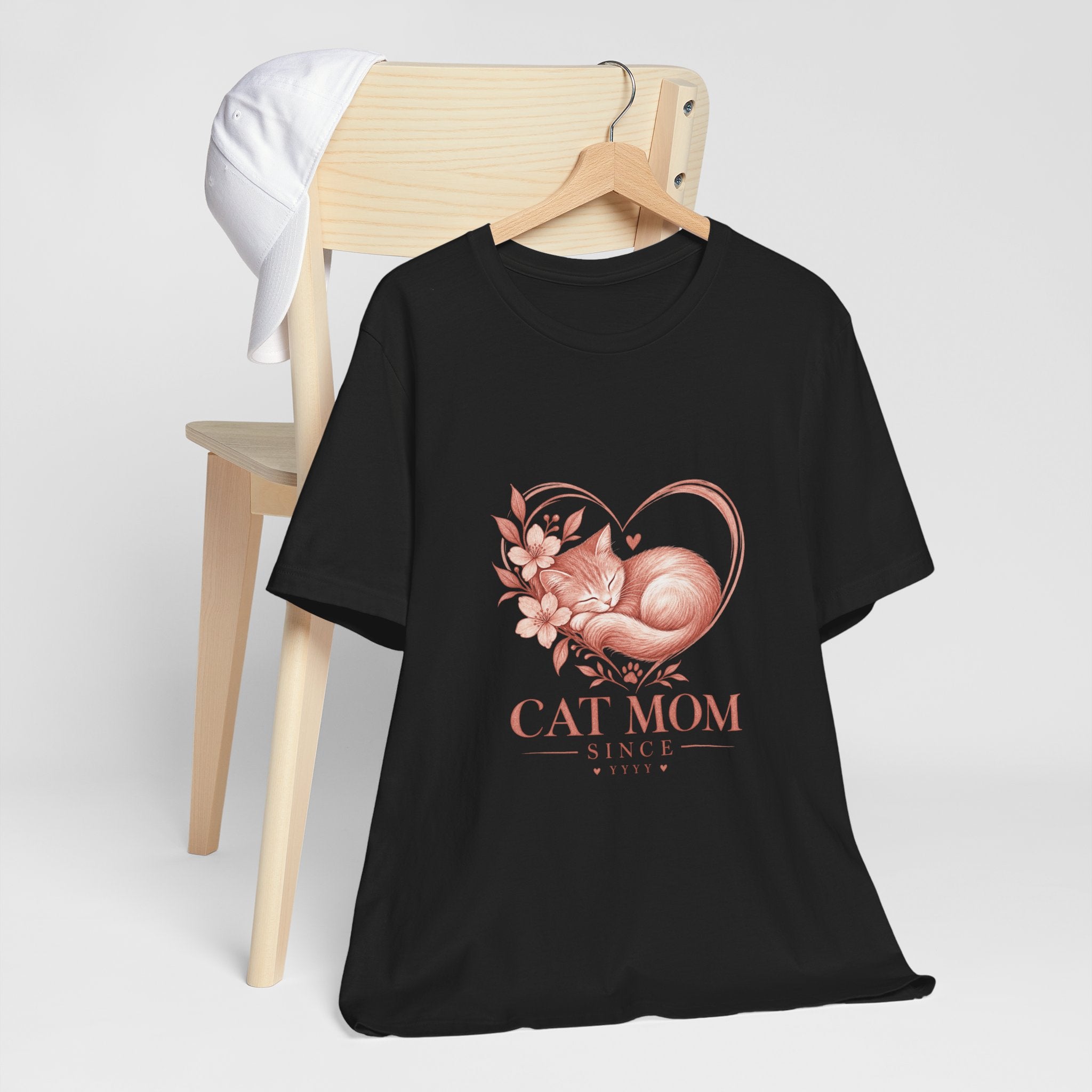 Cat Mom Tee — Floral Heart Cat Mom Since Tee