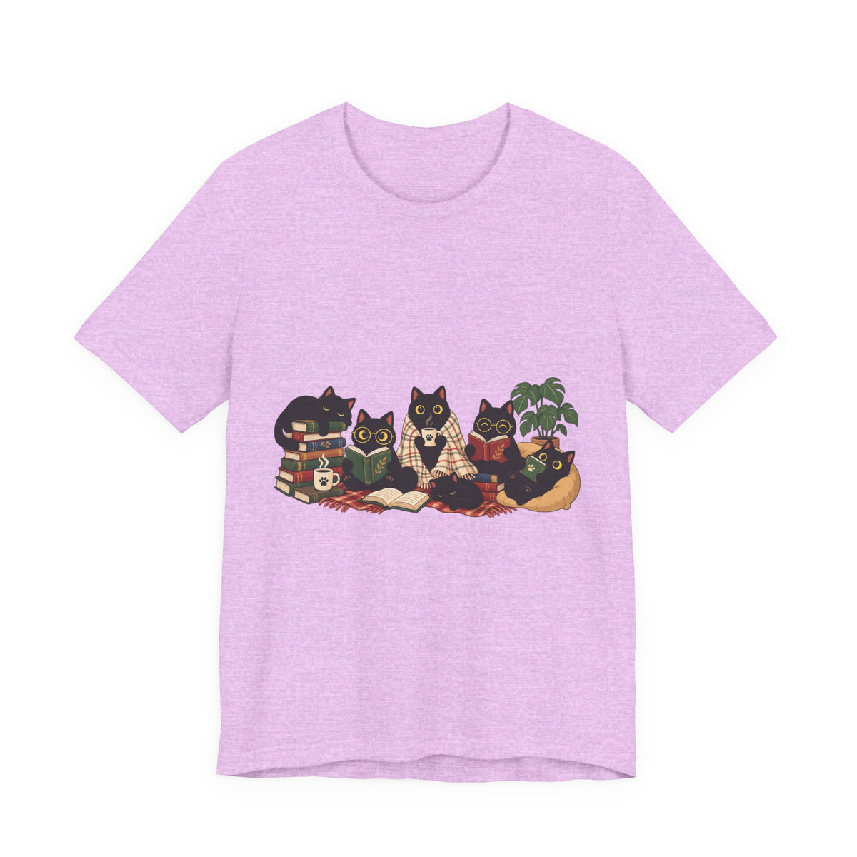 Cat Cozy Crew Tee — Cozy Cats on Blankets Graphic T-Shirt