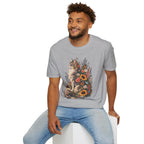 Floral Cat T-Shirt — Sunflower & Wildflower Cat Illustration Tee