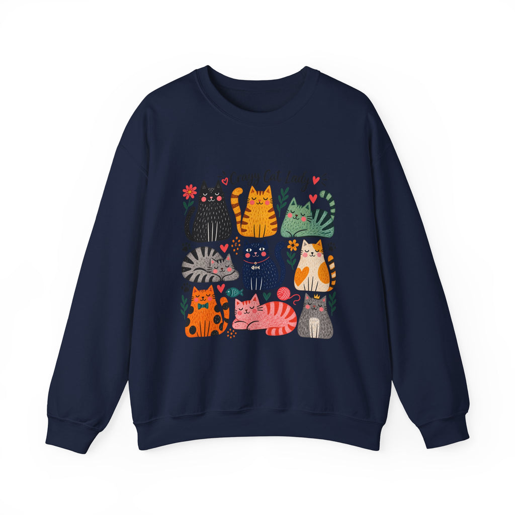 Cat Lady Sweatshirt — Cute Colorful Cats Crewneck for Cat Lovers