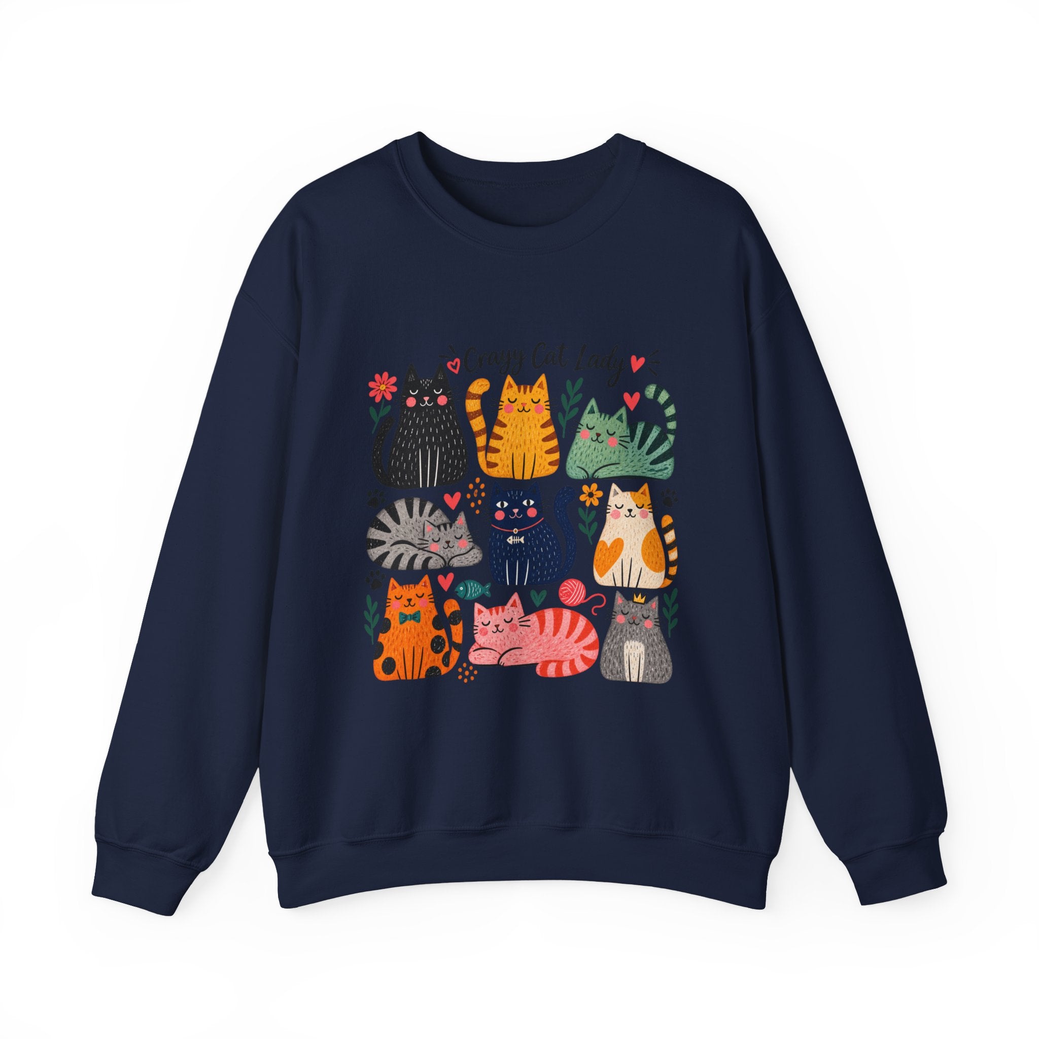 Cat Lady Sweatshirt — Cute Colorful Cats Crewneck for Cat Lovers