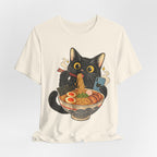 Black Cat Ramen T-Shirt — Cute Kitty Eating Ramen Graphic Tee