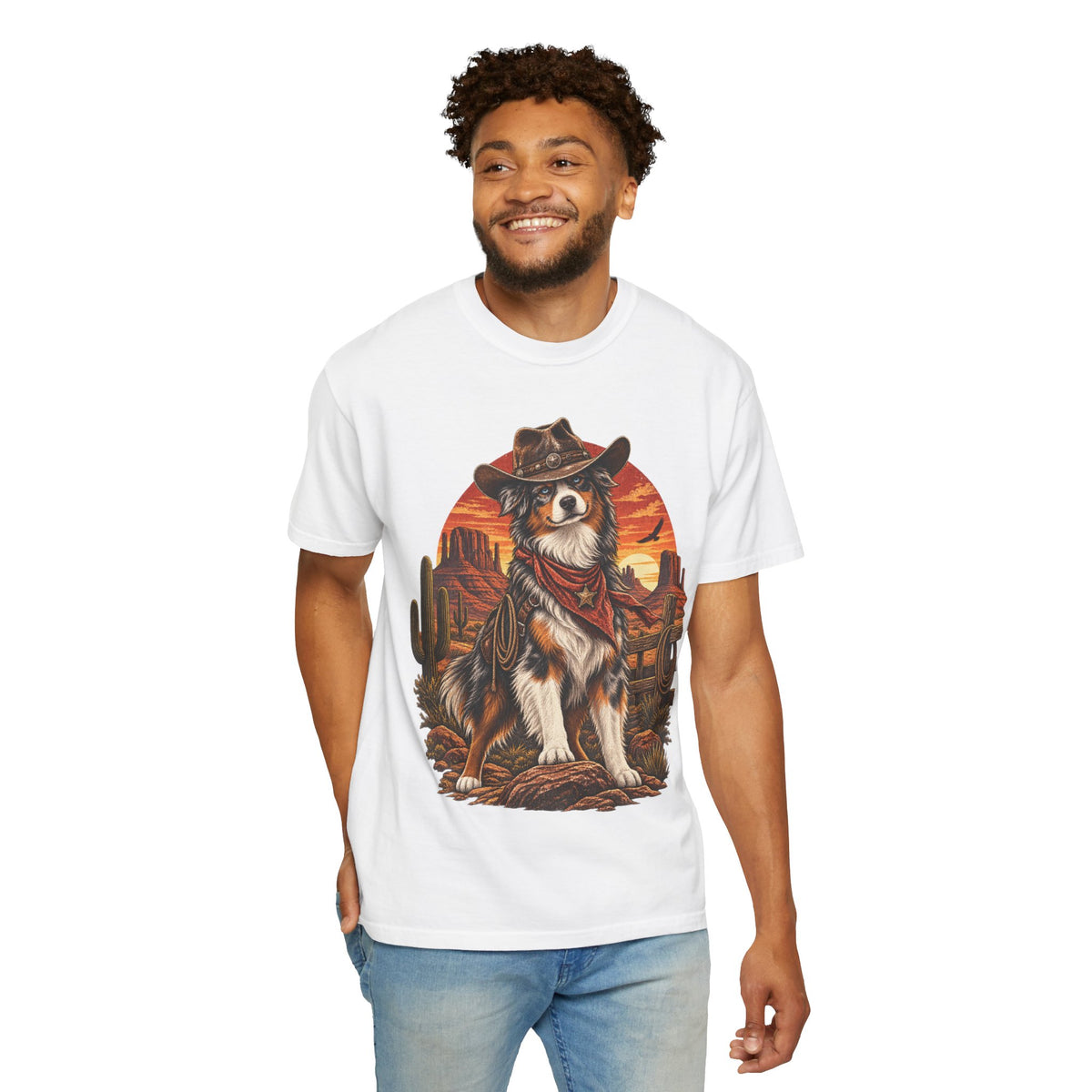 Cowboy Australian Shepherd T-Shirt — Western Dog Graphic Tee