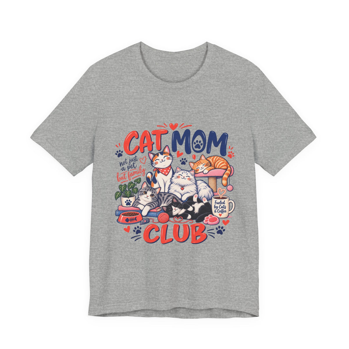 Cat Mom Club T-Shirt — Cute Illustrated Cats Graphic Tee for Cat Lovers